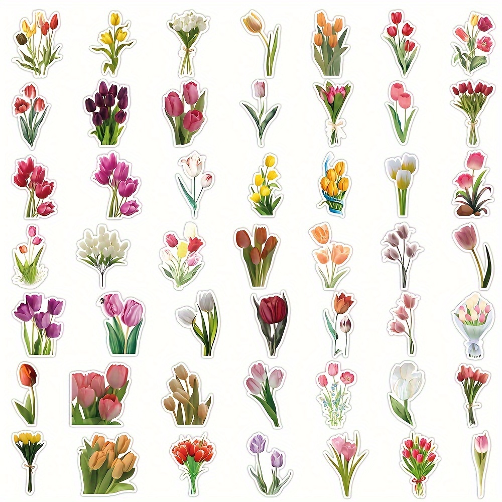 100Pcs Cute Flower Stickers, Aesthetic Trendy Floral Stickers