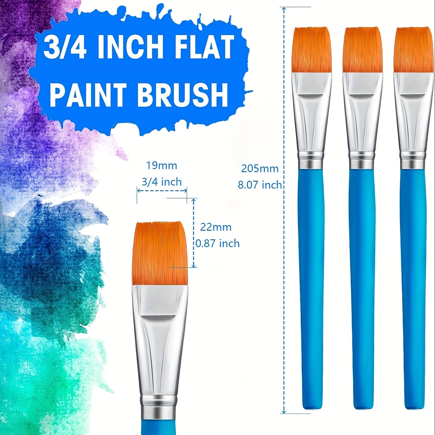 100 Pcs Flat Paint Brushes,Small Brush Bulk for Detail Painting,Nylon Hair  Brushes Acrylic Oil Watercolor Fine Art Painting for 