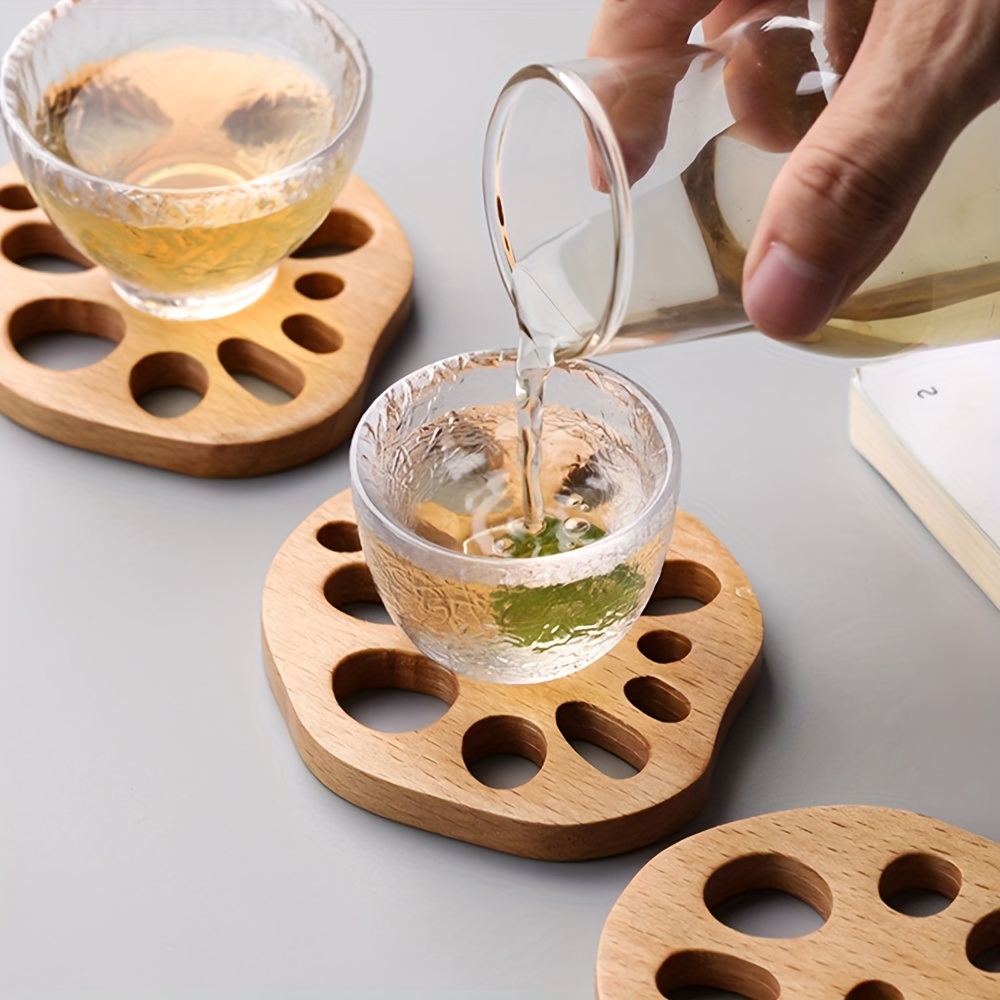 Bamboo Tea Cup Mat, Lotus Root/flower Shaped Drink Coasters, Insulated Cup  Holder, Wooden Placemat - Temu