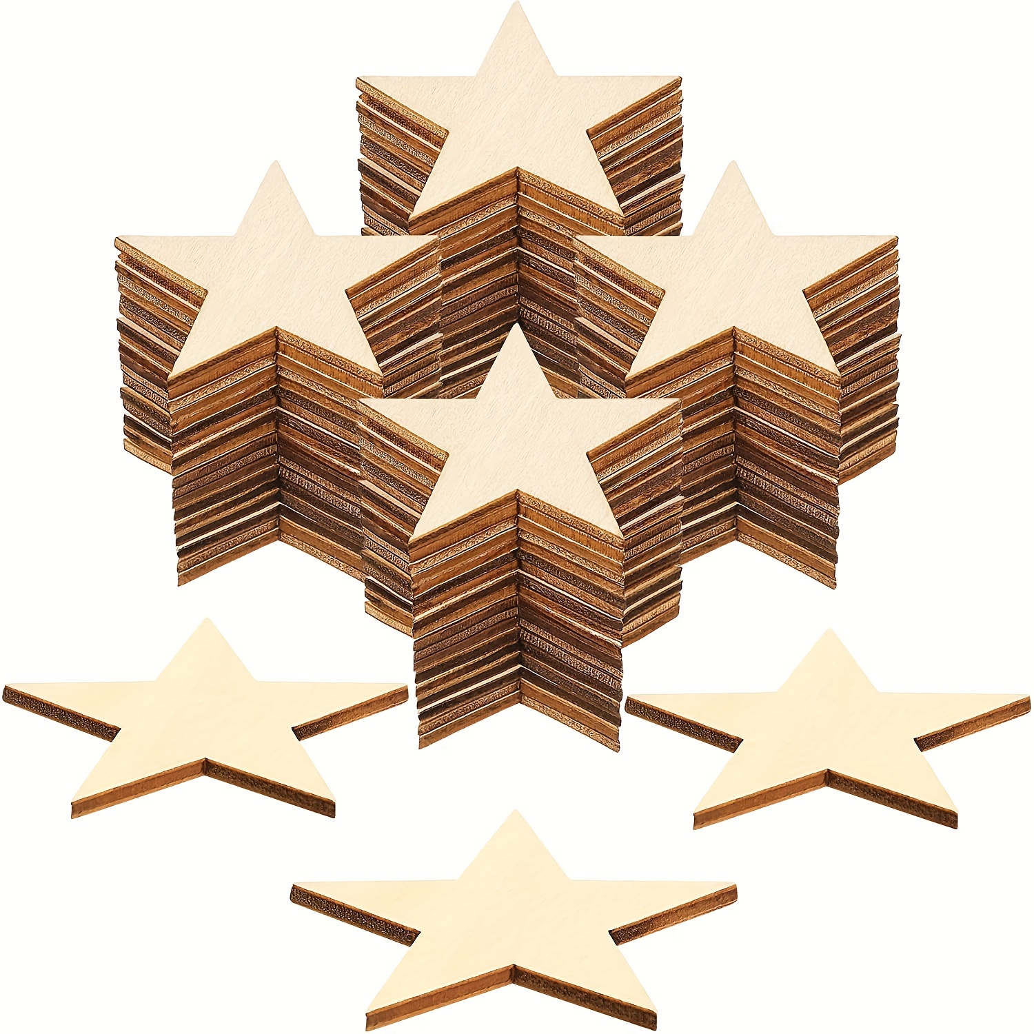 10pcs Wooden Unfinished Star Decoration Blank Wooden Star - Temu