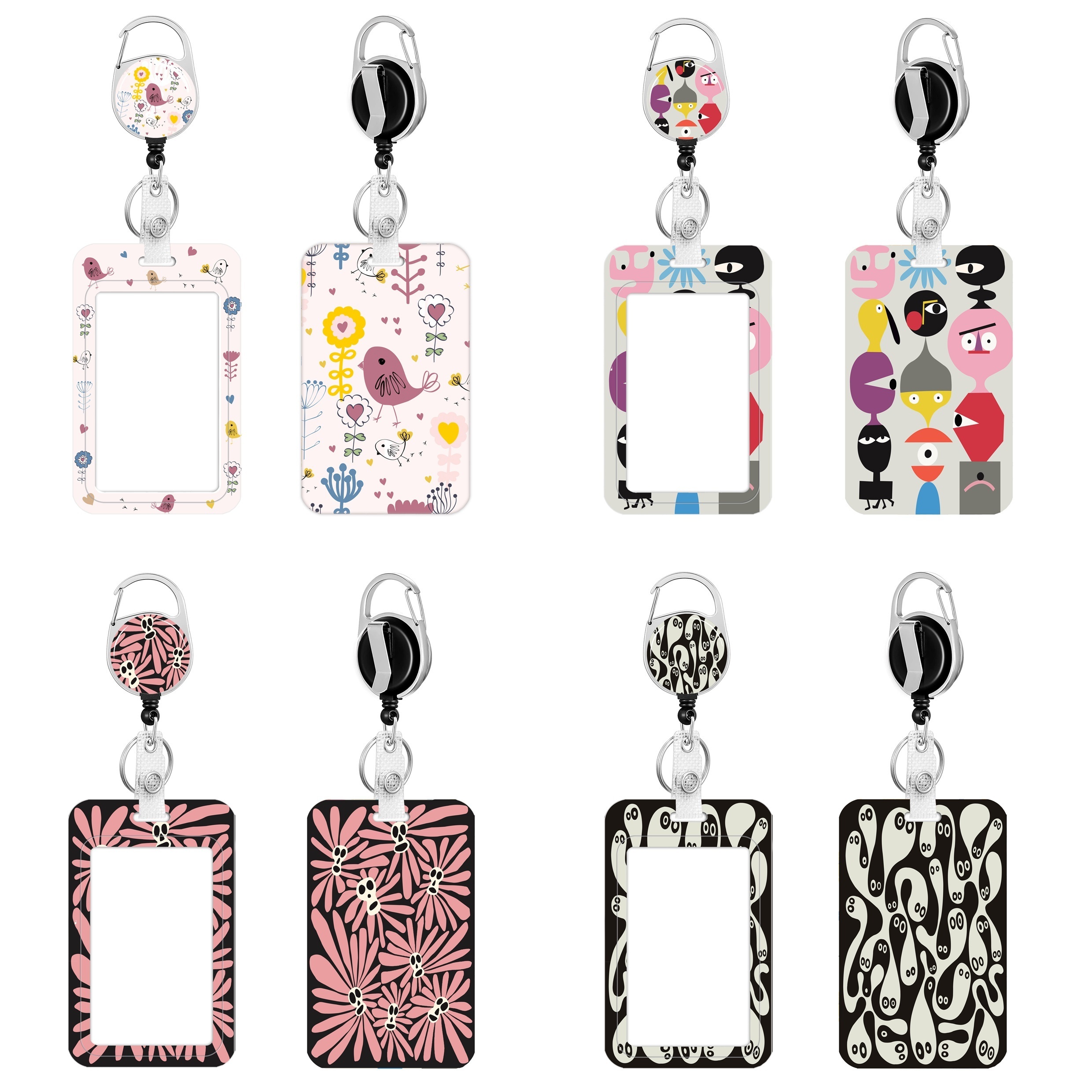 Cat,pc Badge Holder with Retractable Reel, Funny ID Card Badge Case with Carabiner Clip Heavy Duty, Vertical Card Name Tag Badge Protector Cover