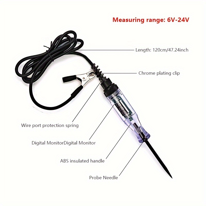 Testeur de circuit stylo de voiture, Stylo sonde long avec lumière et  affichage numérique de tension pour camion, Outil de diagnostic automobile,  Outils de réparation auto - Temu France