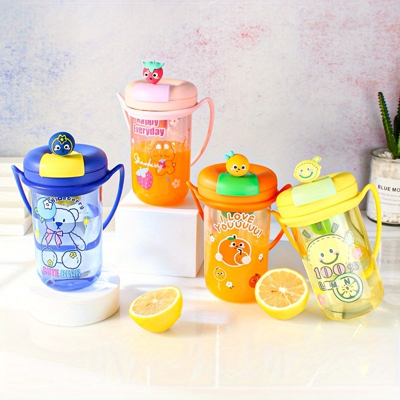 Cute Cartoon Water Cup With Double Handles, Portable Leakproof Straw Water  Bottle, Suitable For Outdoor Sports, Fitness - Temu