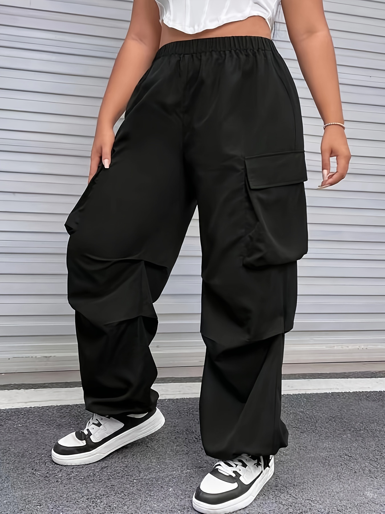 Women Cargo Pants Loose Fit Straight Adjustable Strap Multi-pockets Full  Length Streetwear Solid Color Lady Vintage Denim Trousers Overalls for  Daily