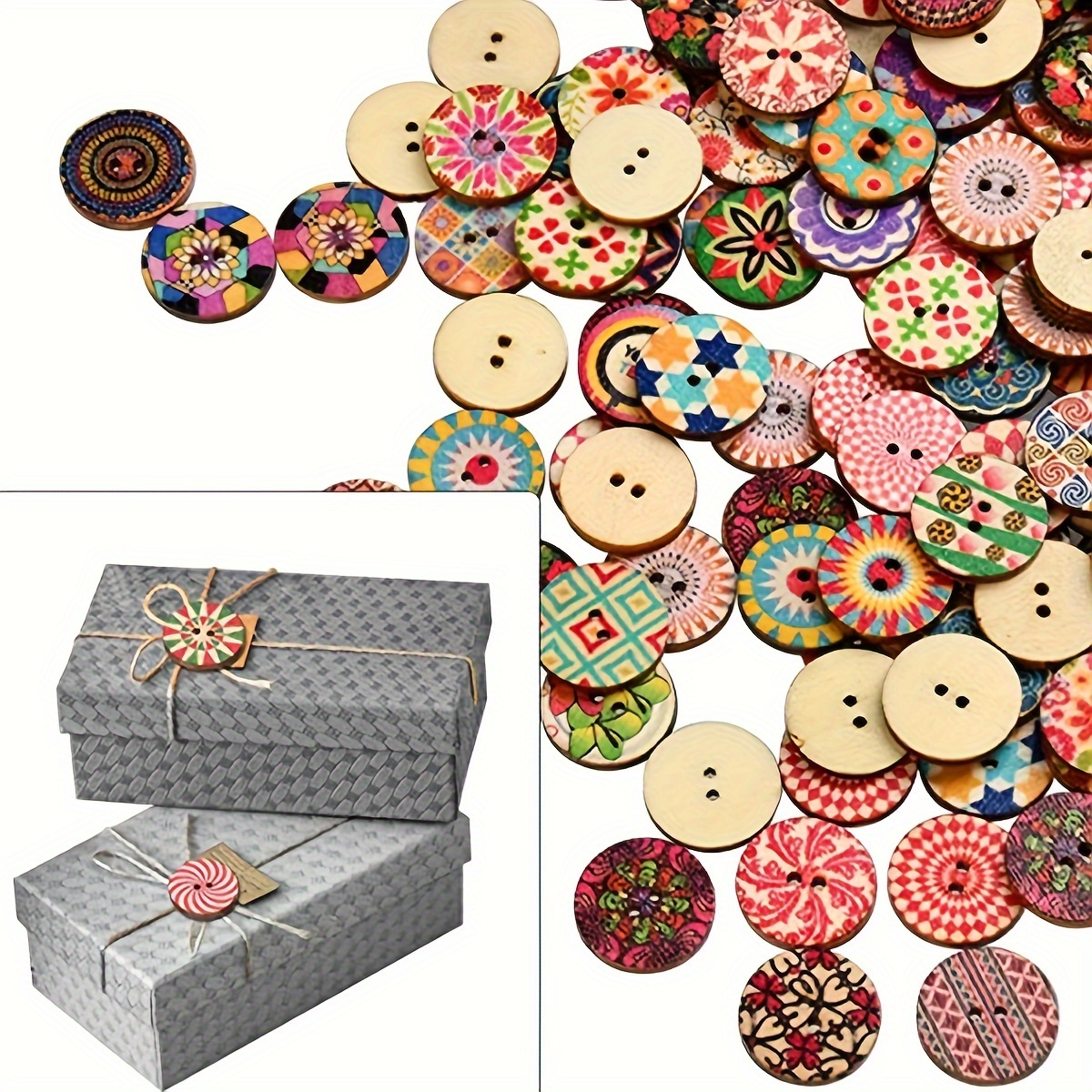 Botones en forma de corazón – 100 piezas de madera de 63.701 in coloridos 2  agujeros mezclados botones decorativos para bricolaje costura y artesanía