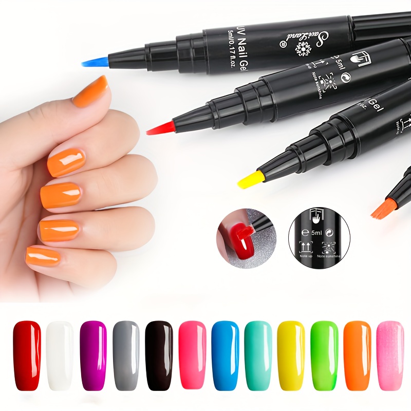 Saviland 12 Colors Nail Art Pens Set - 3D Nail Polish Pens Graffiti Nail Dotting Tools Acrylic Paint Pens Drawing Painting Point Liner Pen for Nails
