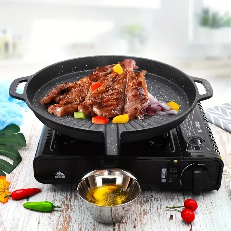 Barbecue Grill Pan, Indoor And Outdoor Round Barbecue Grill Pan