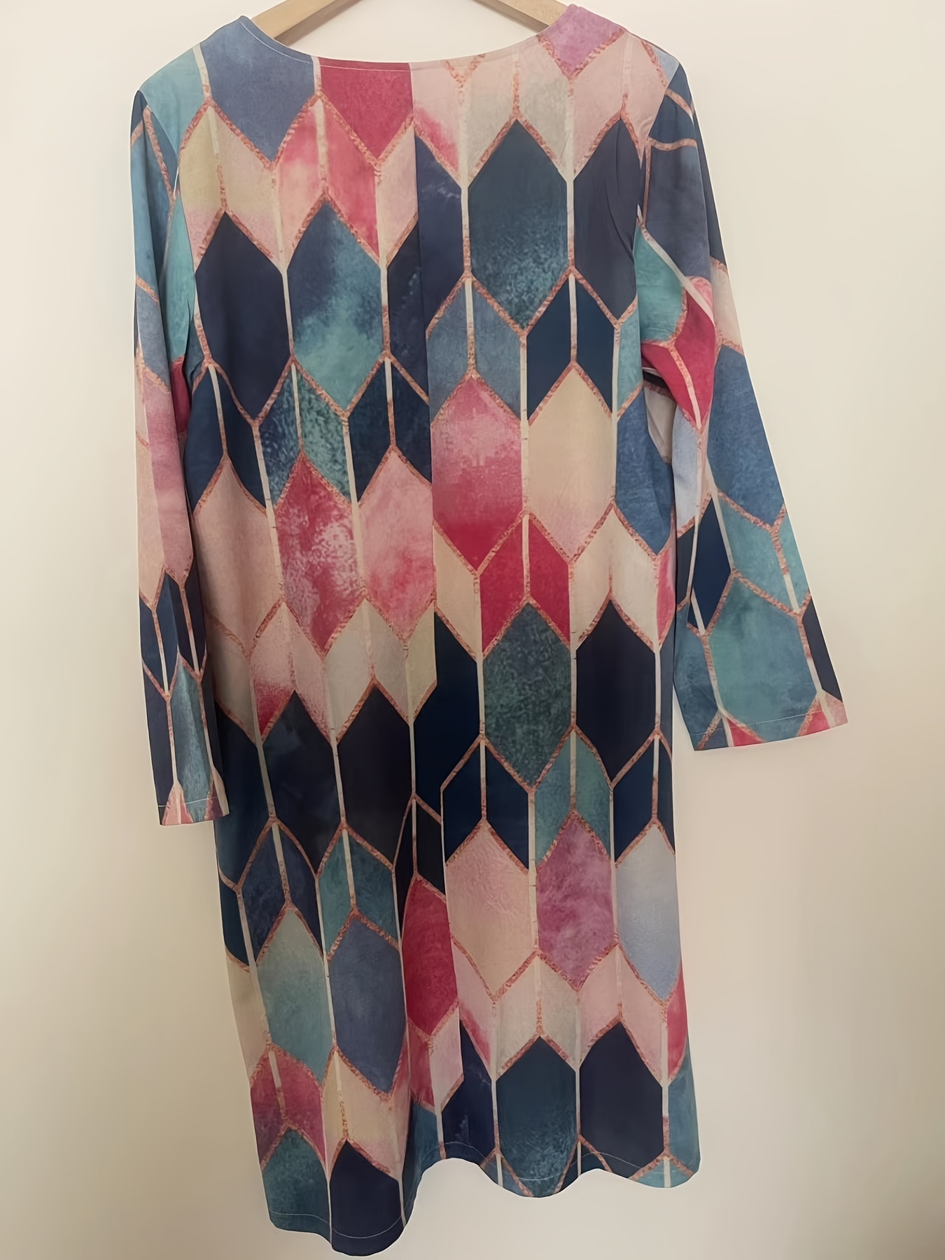 robe à manches longues col femmes imprimé multicolore Temu France