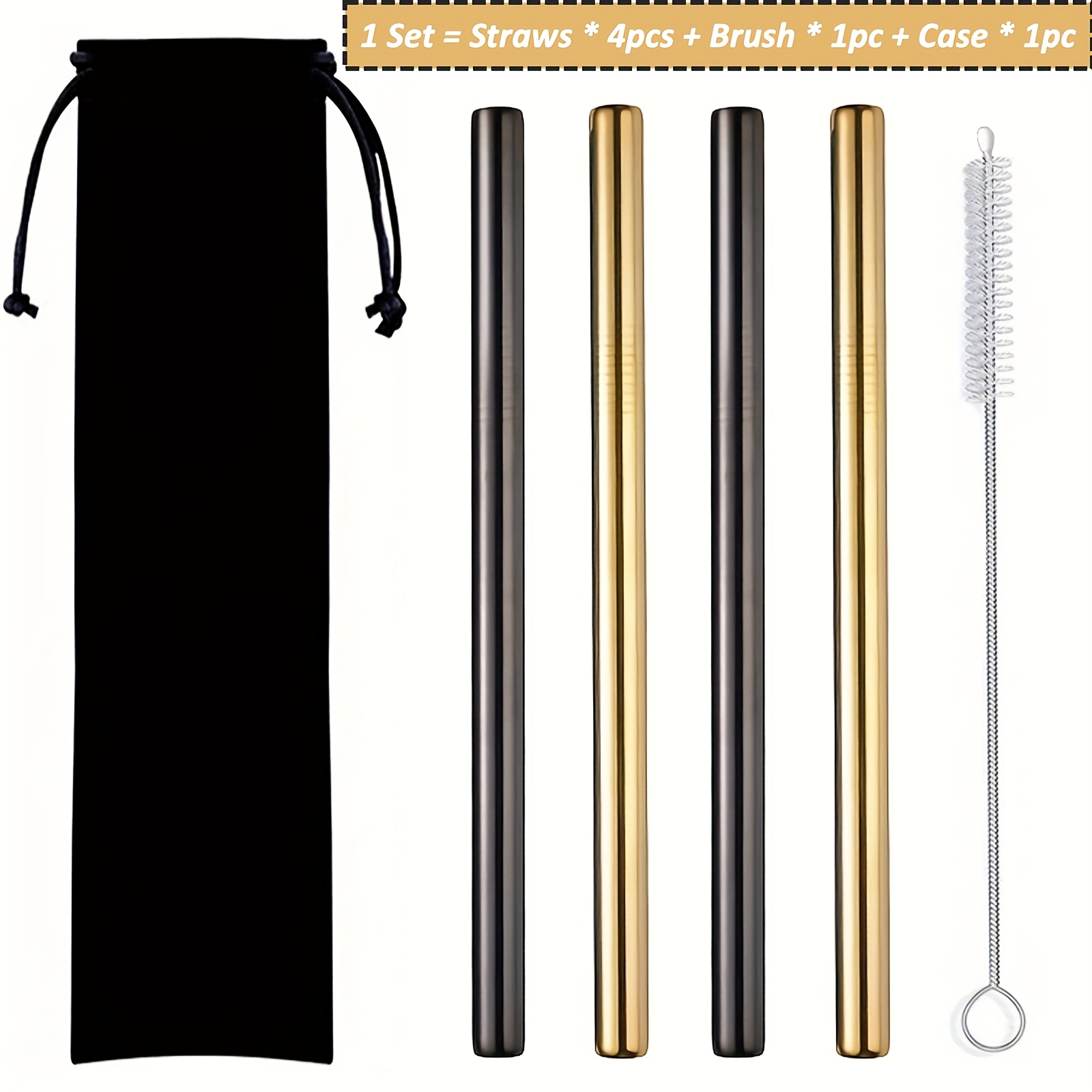 Reusable Stainless Steel Straws With Travel Case - Temu