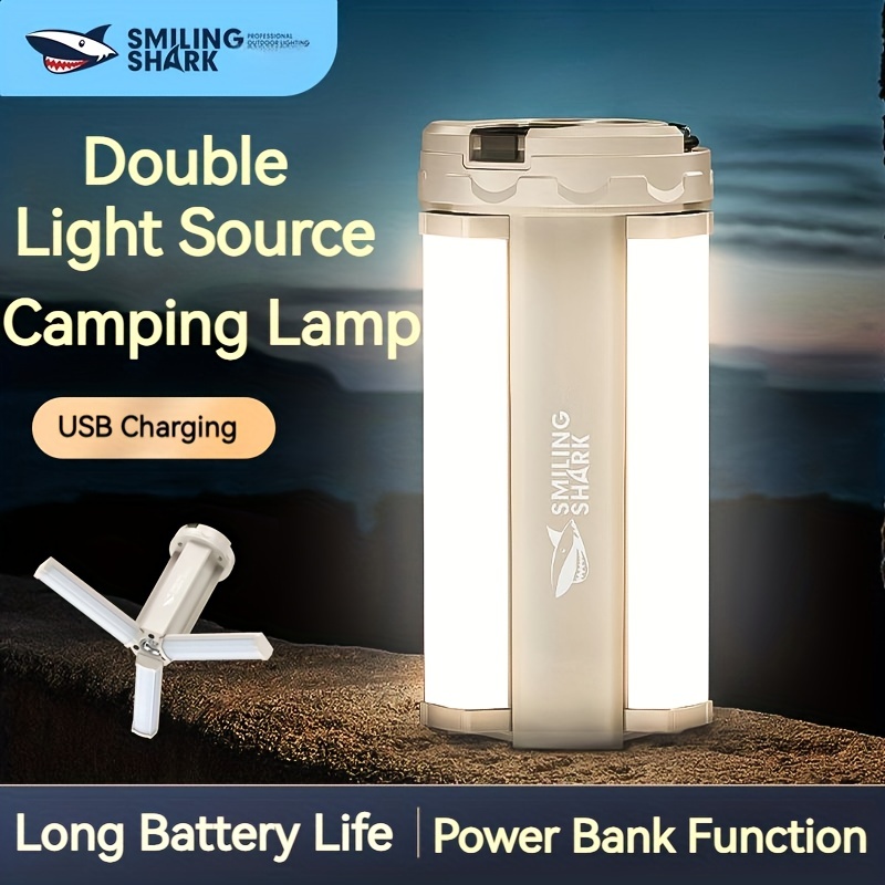 Smiling Shark Rechargeable Hanging Camping Lamp: - Temu