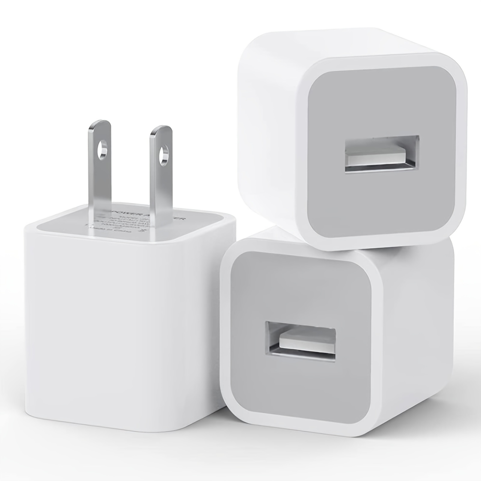  Enchufe USB, cargador de pared USB, paquete de 3 unidades,  GiGreen de doble puerto USB enchufe eléctrico cubo 5V 2.1A bloque de carga  USB enchufes compatibles iPhone 11 XS X 8