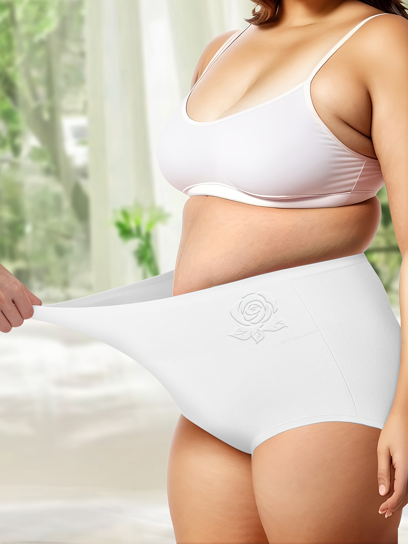Cotton women's panties elastic soft large size XXXL Embossed ROSE