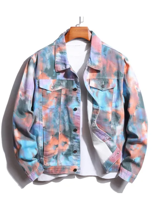 Mens Tie Dye Denim Jacket - Free Shipping for New Users - Temu