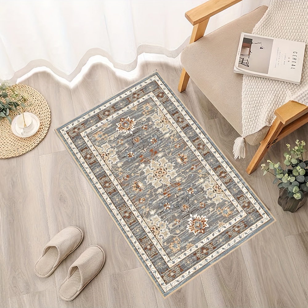 Low-pile Persian Floral Area Rug, Vintage Boho Small Throw Rugs For Bathroom  Bedroom, Faux Wool Washable Absorbent Bath Rug, Floor Mat Indoor Use  Non-slip - Temu