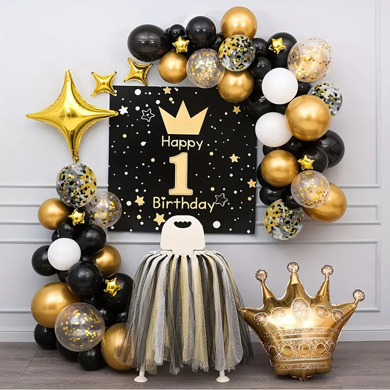 Black Gold Confetti Balloons Golden White And Black Confetti - Temu