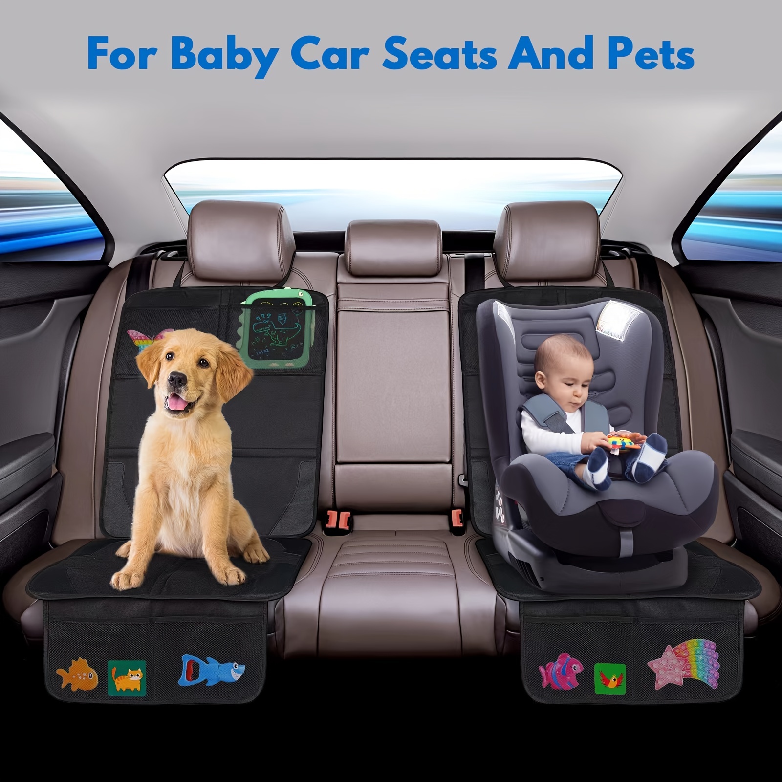 ViaGasaFamido Baby-Autositzschutz, Autositzschutz, 600D Oxford-Stoff,  Verschleißfester Baby-Autositzschutz, mit Verstellbarem, Kfz-Sitzschutz  (rote