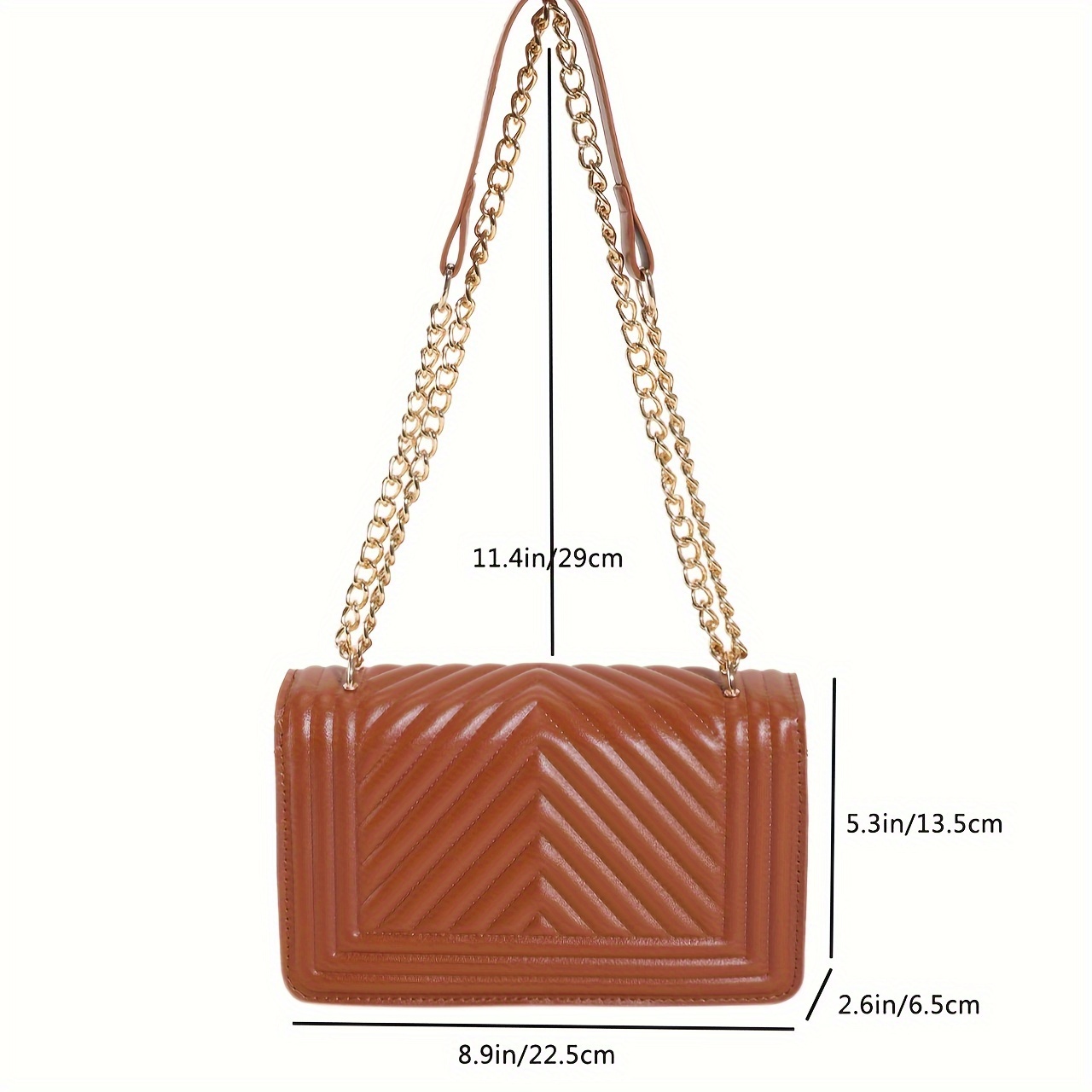 Chevron Detail Chain Square Bag, Minimalist Flap Shoulder Bag, Fashion Crossbody  Purse For Women - Temu
