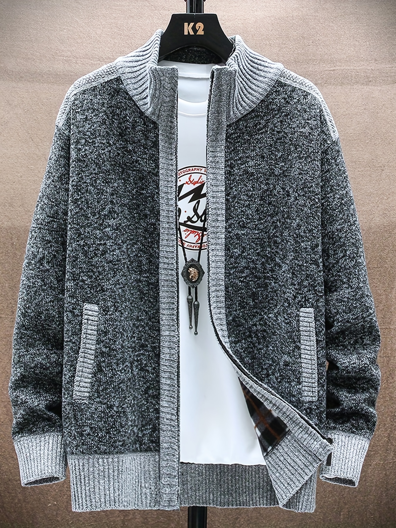 Fashion Men's Autumn Winter Casaul Zipper Jacket Knit Cardigan