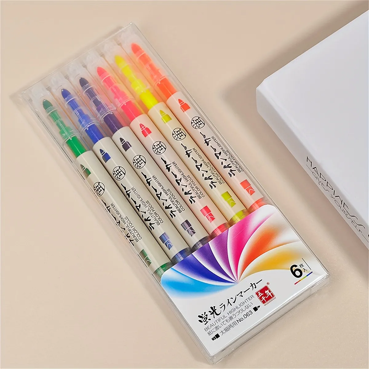 6本蛍光ペン、マーカー、両端ペンヘッド、さまざまな色、ライティングマーカー 事務用品/学用品/ホリデーギフト 新規ユーザーへの無料配送  Temu Japan