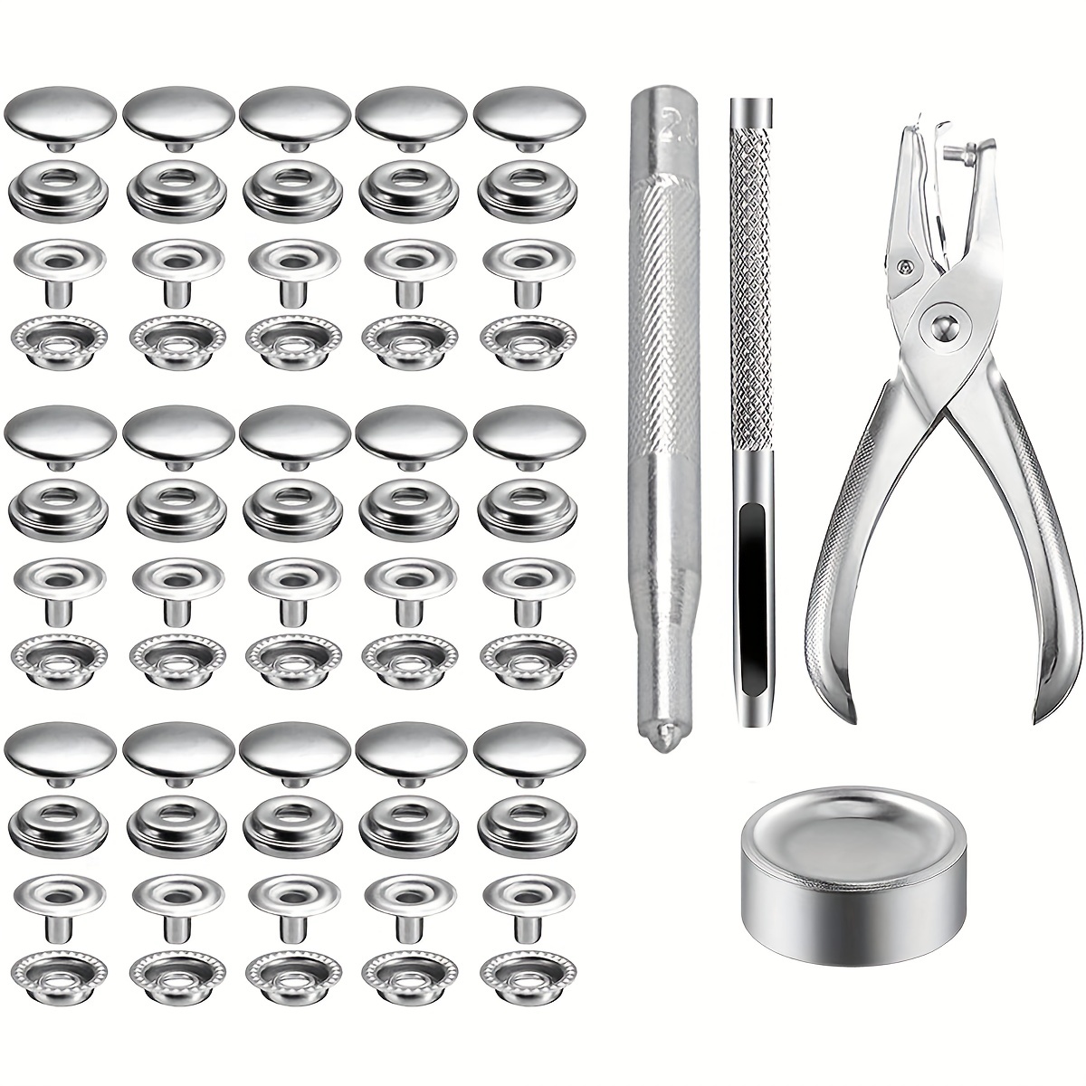 Snap Fasteners Kit with tool white 8 sets