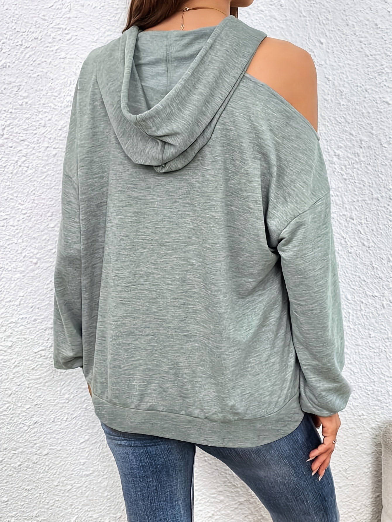 Two tone cold online shoulder hoodie