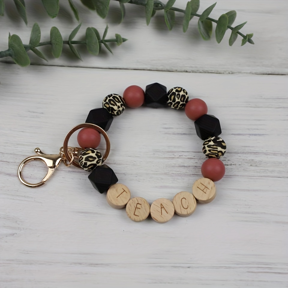 Silicone Bead Wooden Bead Tassel Keychain Bag - Temu