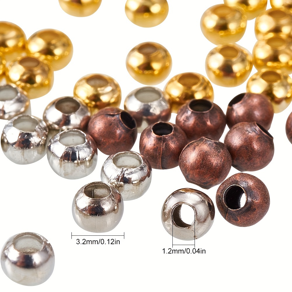 1350pcs 3mm Spacer Beads 5 Color Round Smooth Tiny Metal Bead Spacers Ball  Loose Beads 