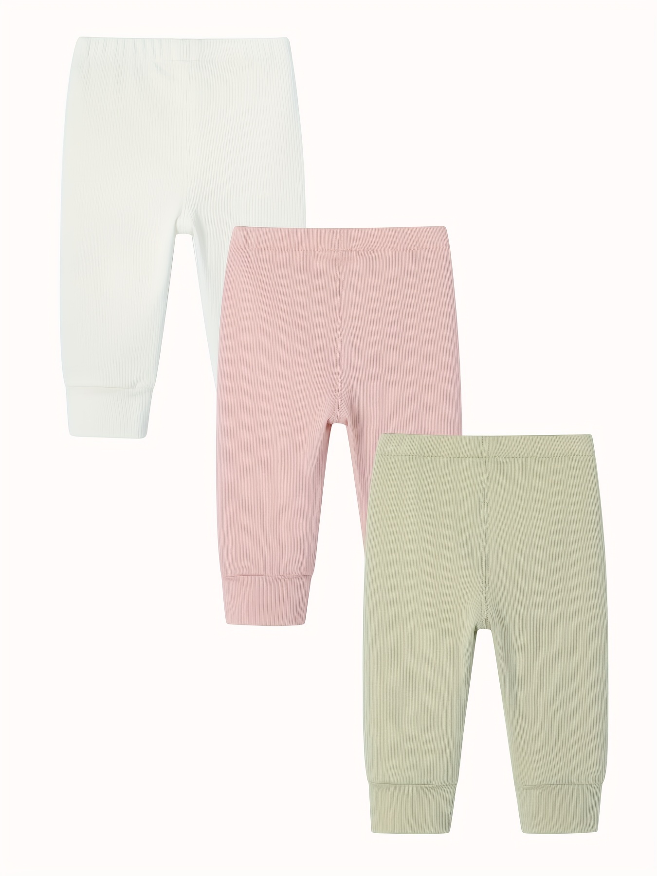 3pcs Toddler Baby Comfy Stretchy Cropped Pants