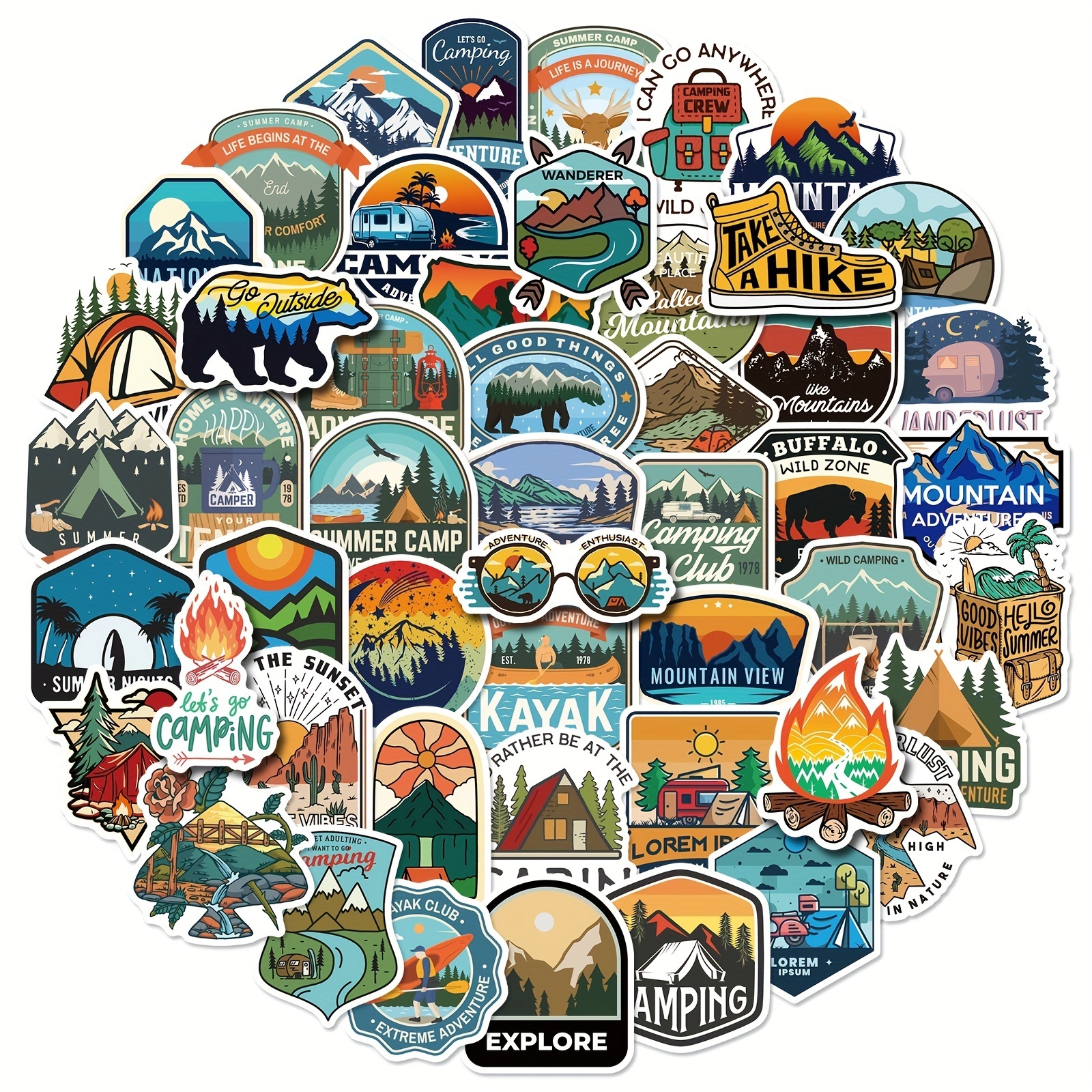 

50pcs Outdoors Adventure Stickers, Outdoor Extreme Sports Rock Climbing Hiking Camping Stickers For Water Bottles, Laptops, Suitcases, Skateboards, Car, For Outdoor Climber, Adults