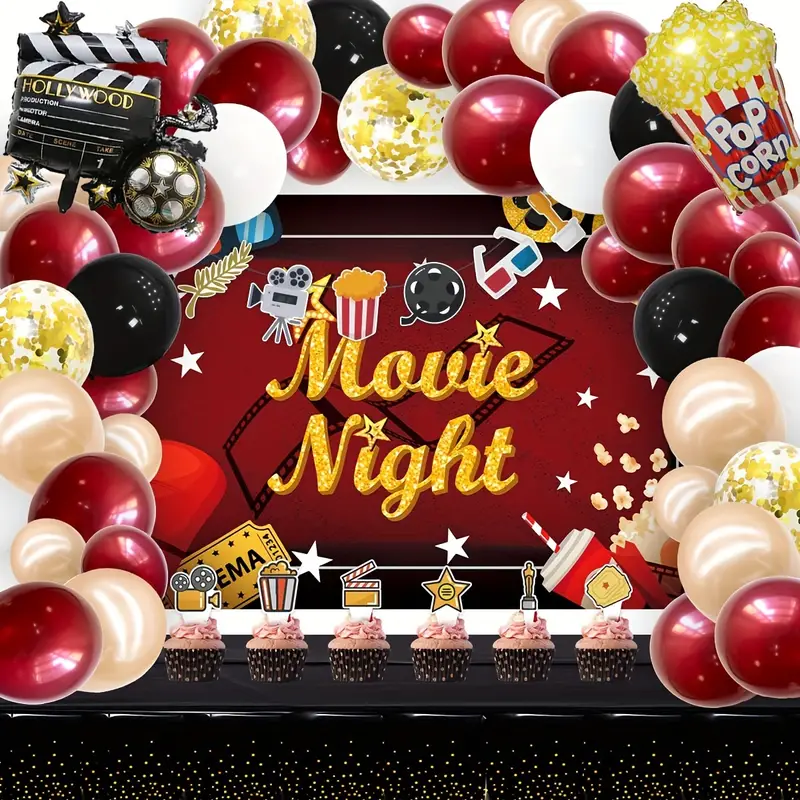Movie Night Theme Party Decorations, Movie Theme Birthday Party Decor,  Celebration Decor, Holiday Decor, Party Favor, Atmosphere Arrangement, Home  Decor - Temu