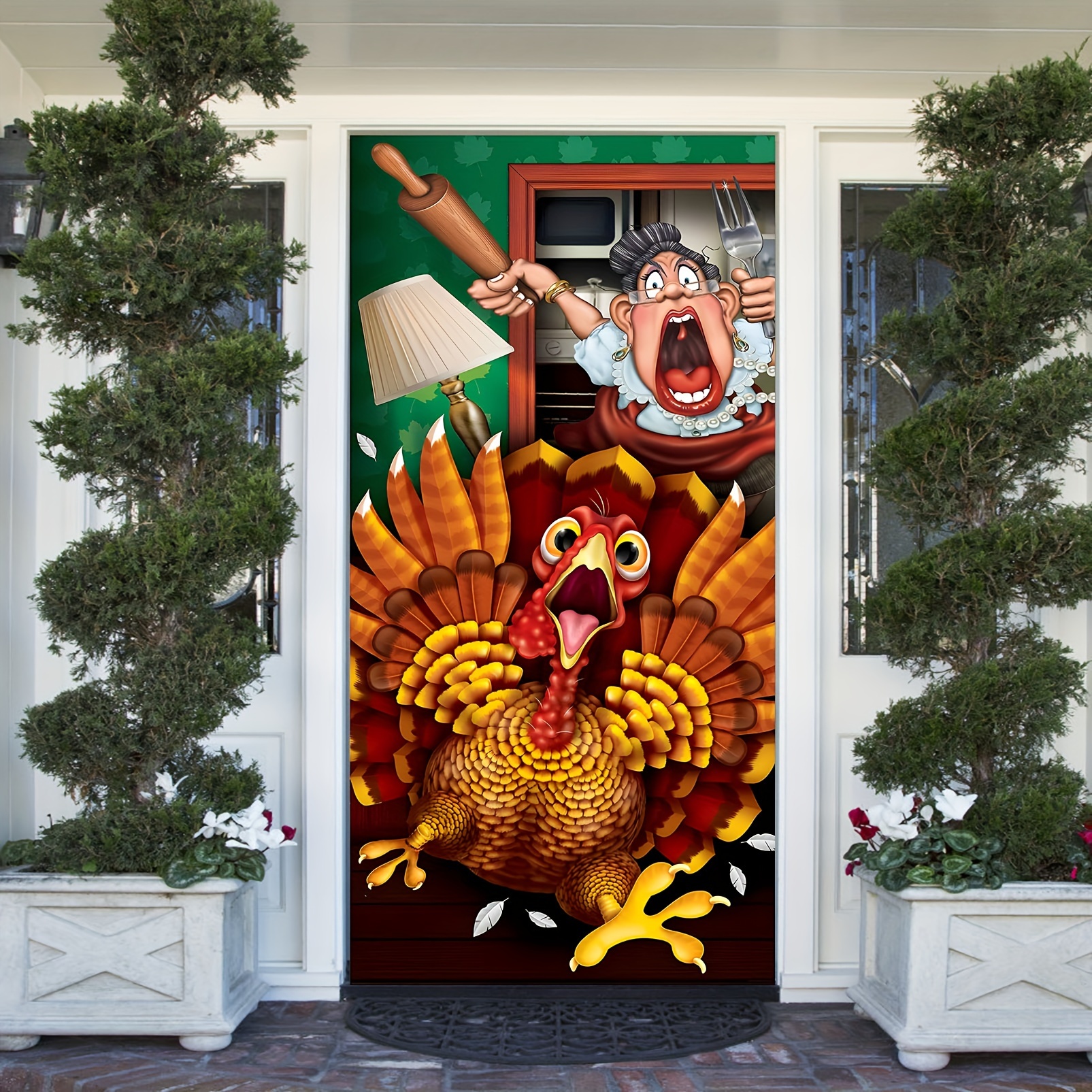 Thanksgiving Day Door Cover Decorative Turkey Restroom Door - Temu