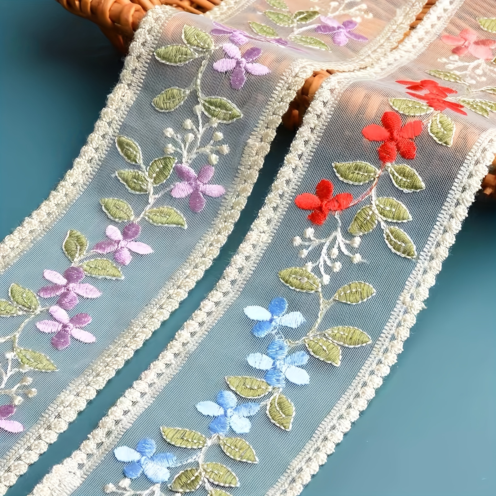 Lace Embroidery Fabrics Contrast Mesh Cover Scallop Trim - Temu