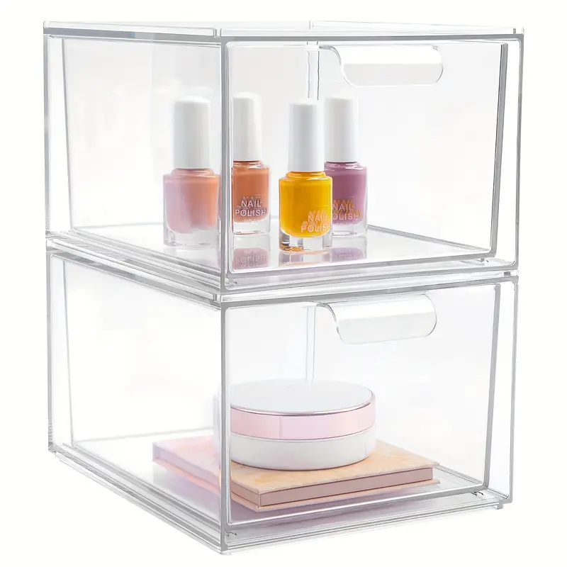 Clear Plastic Stackable Closet Storage Organizer With Pull - Temu