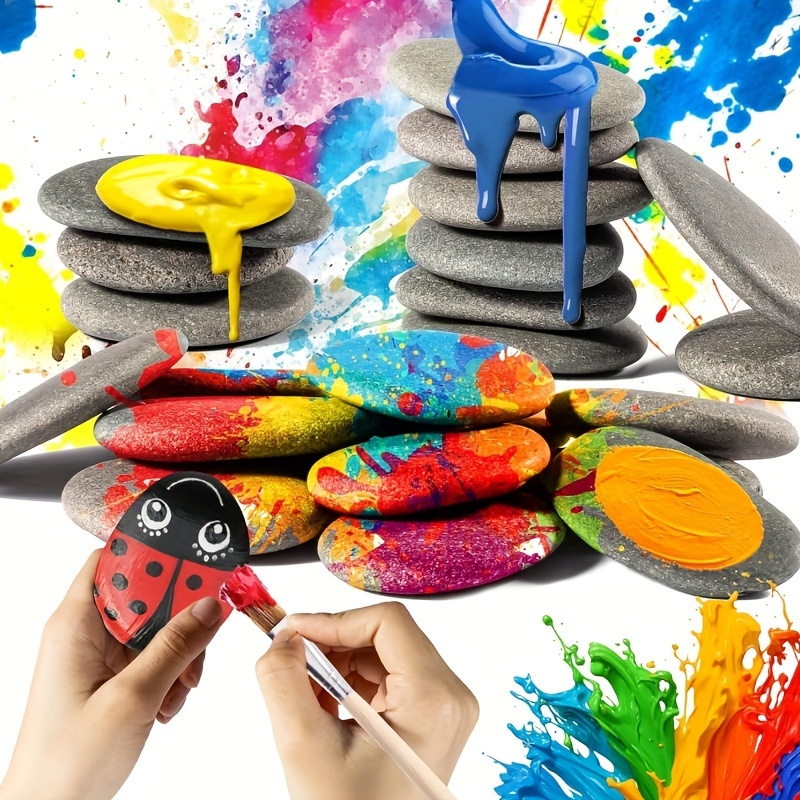 15 Pcs Rocks for Painting, River Rocks to Paint, 2-3 Flat Painting Rocks,  S
