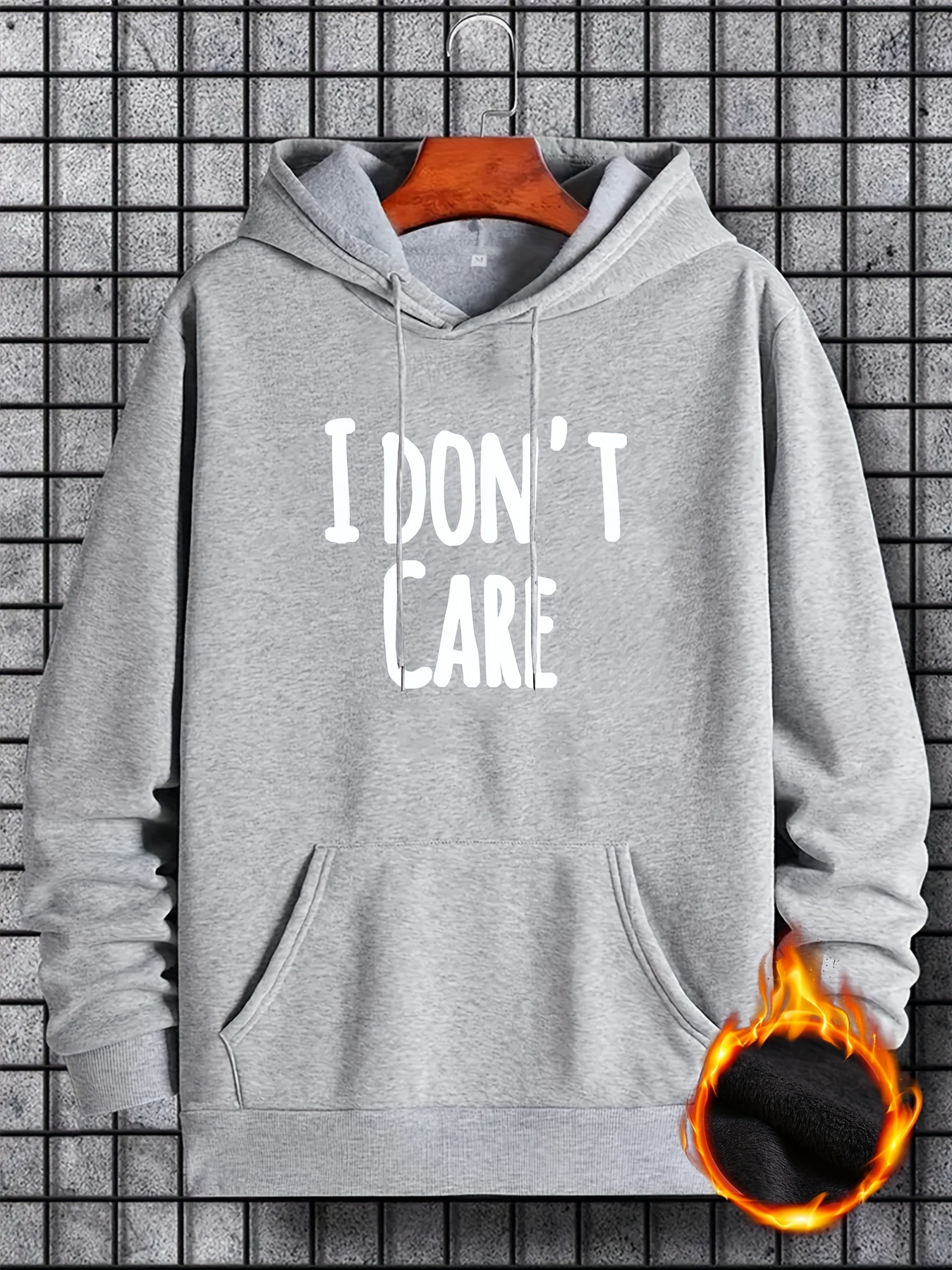 I Don't Care Print Hoodie, Cool Hoodies For Men, Men's Casual