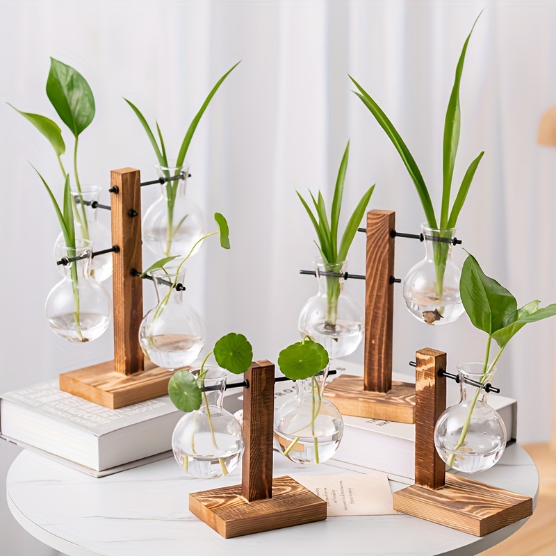 Glass Planter Bulb Vase Desktop Plant Terrarium With Retro - Temu Canada