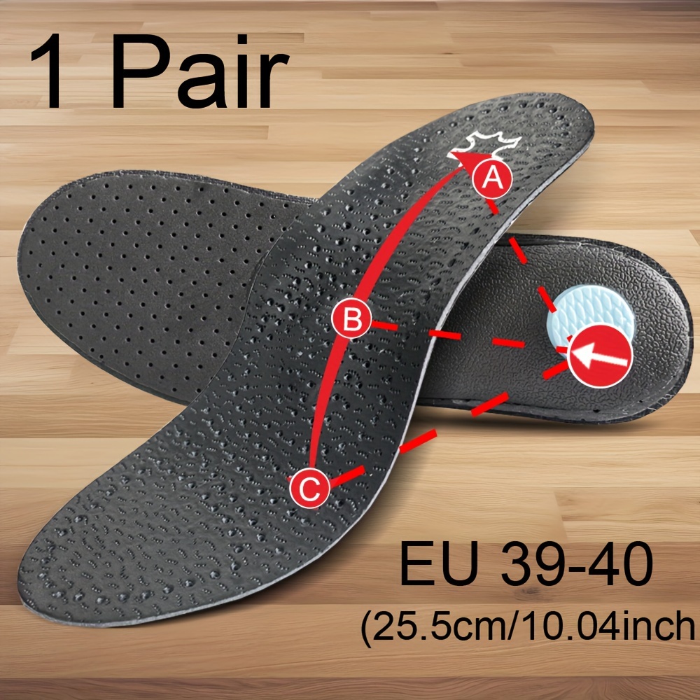 1 Pair Faux Leather Arch Shoe Insoles Unisex Arch Support Breathable Deodorizing Shock Absorption Faux Leather Shoe Pads