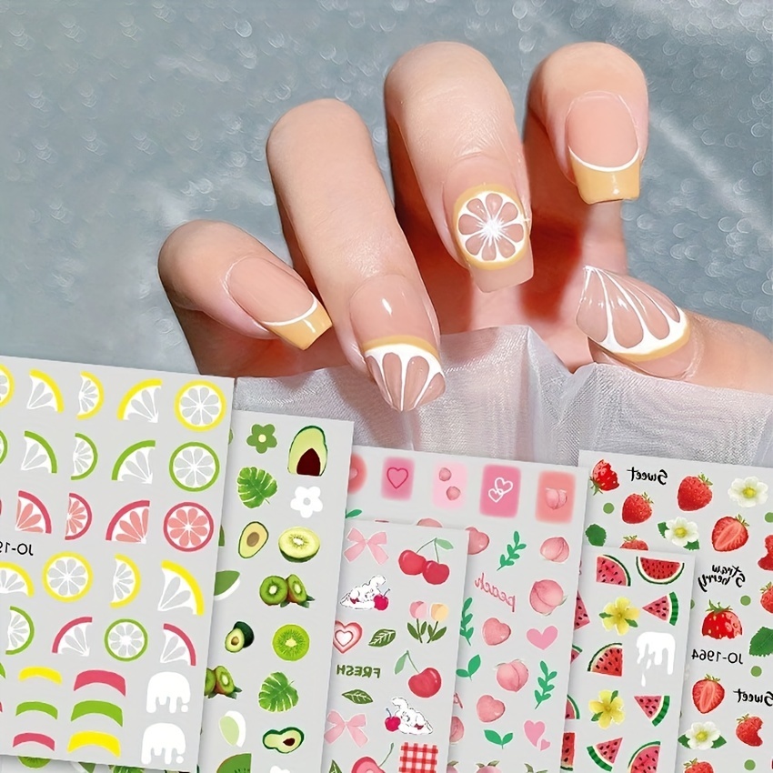 fruit nail art stickers summer cherry 3d self adhesive nail decals manicure decoration for women and girls details 5