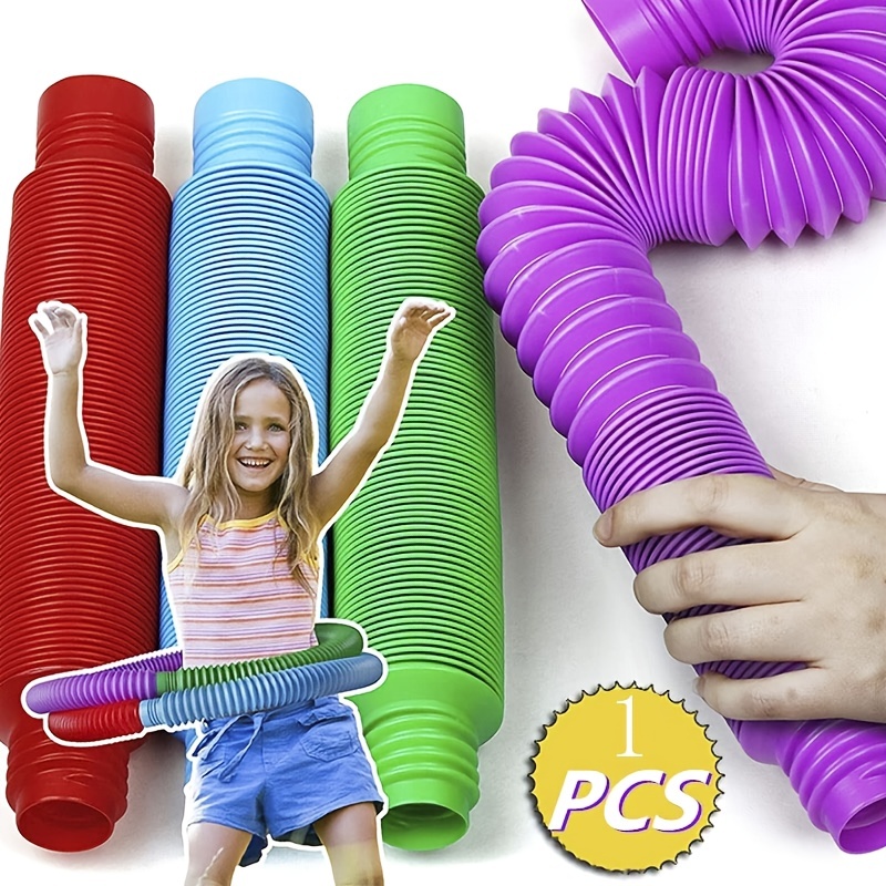 Mini Pop Tube Sensory Toy Red Tube Dog Plastic Children Squeeze