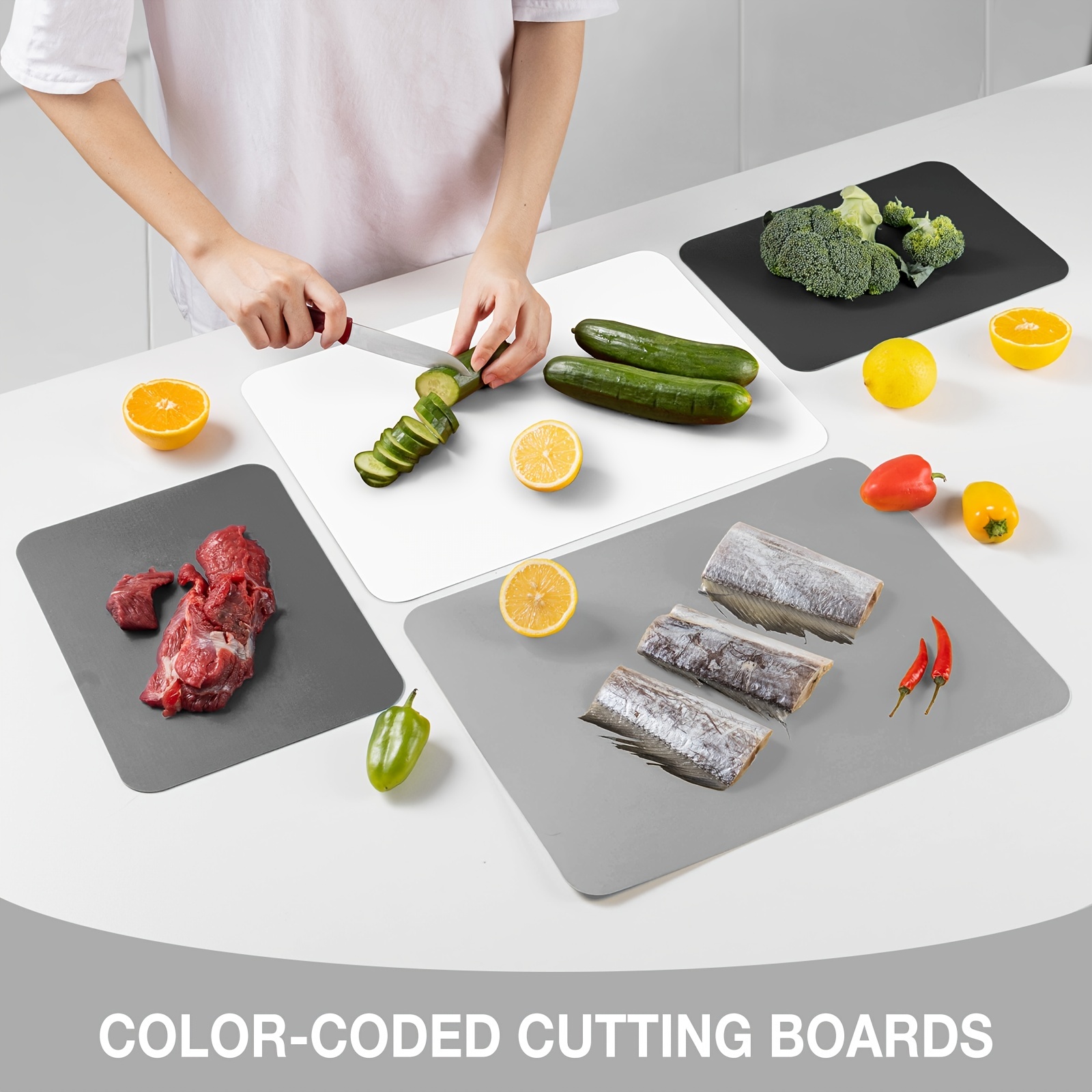 Bpa-free Cutting Board Set With Base - Prevent Cross-contamination For  Different Food Types - Dishwasher Safe - Temu United Arab Emirates