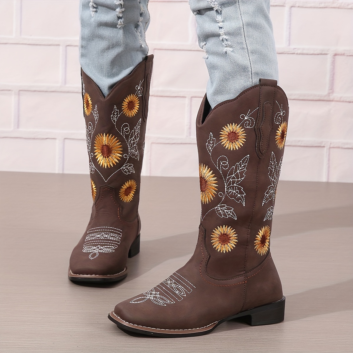 Cowboy boots with on sale sunflowers