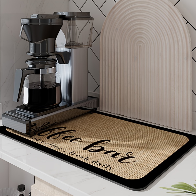 Coffee Maker Mat for Countertops: Coffee Mat Absorbent Coffee Bar Mat for  Kitchen Hide Stain Rubber Backed, 20 X 24 Coffee Bar Accessories Fit  Under Coffee Machine Coffee Pot Appliance Mats (Black)