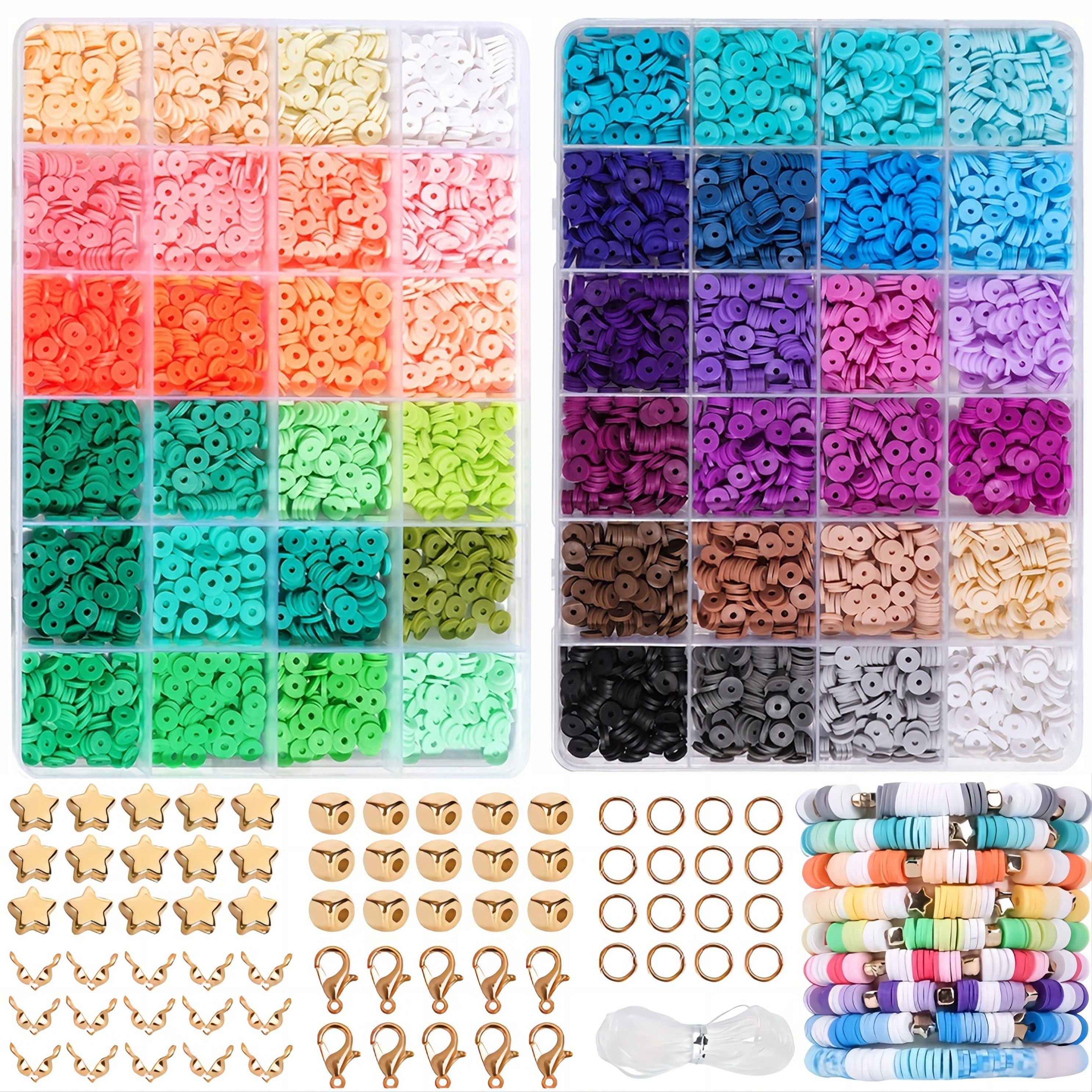 4800pcs Clay Beads for Bracelet Making Kit 48 Colors Flat Round Polymer  Clay Spacer Heishi Beads for Jewelry Making, for Girls 8-12, Preppy, Gift  Pack 2024 - $12.99