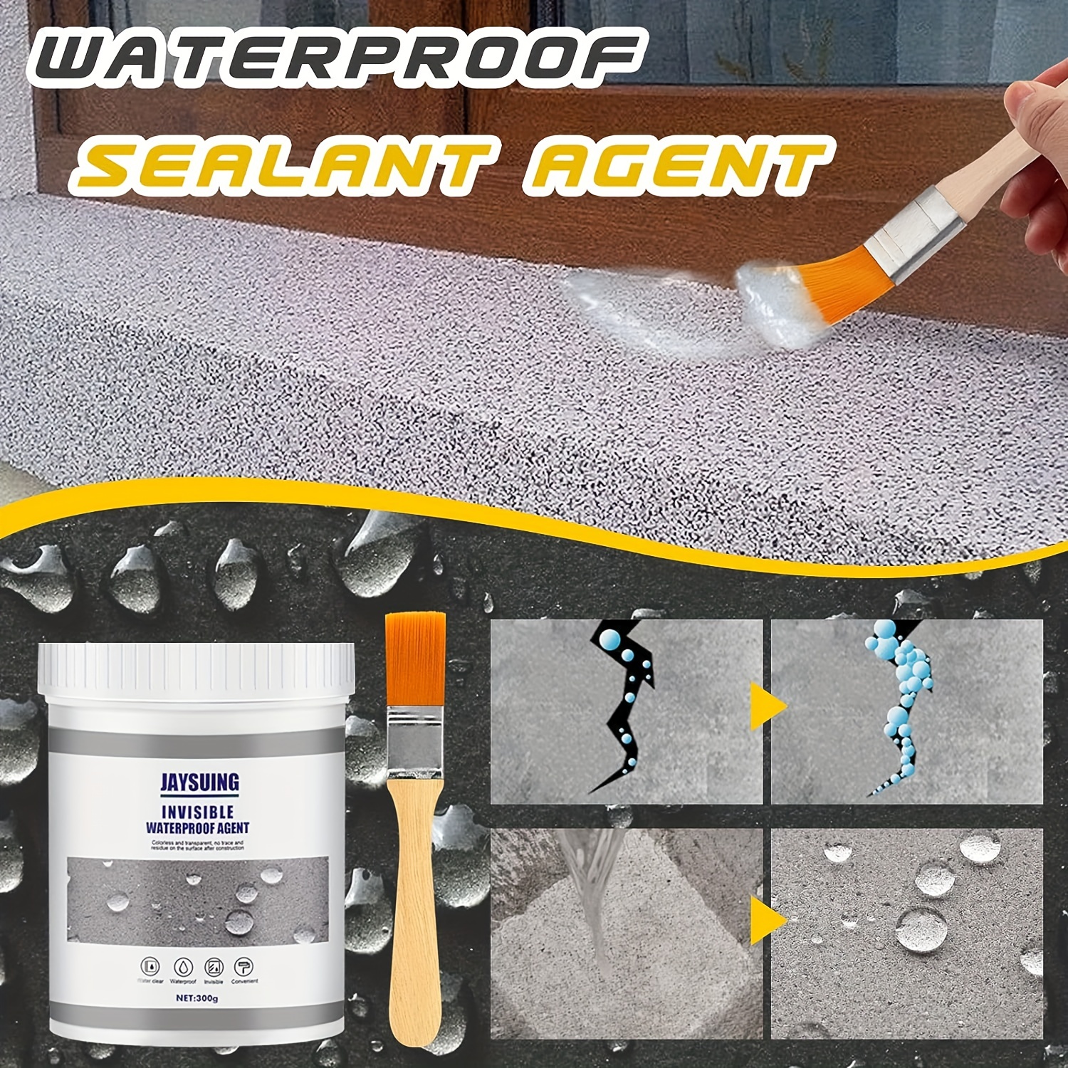 Jaysuing Invisible Waterproof Agent, Waterproof Insulating Sealant,  Transparent Repairing Leak Waterproof Adhesive,Super Strong Bonding Sealant