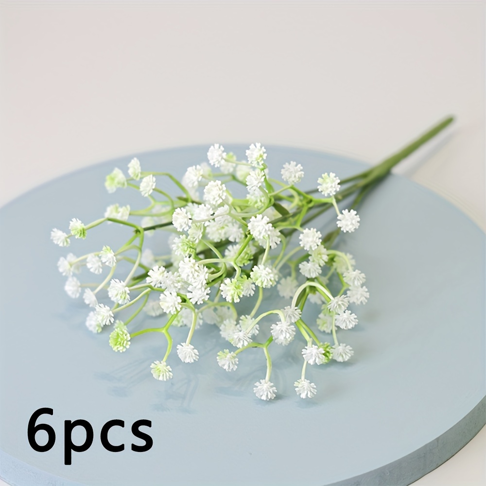 6 Pcs Babys Breath Artificial Flowers Bulk Silk Red Faux Flowers Real Touch  Gyps