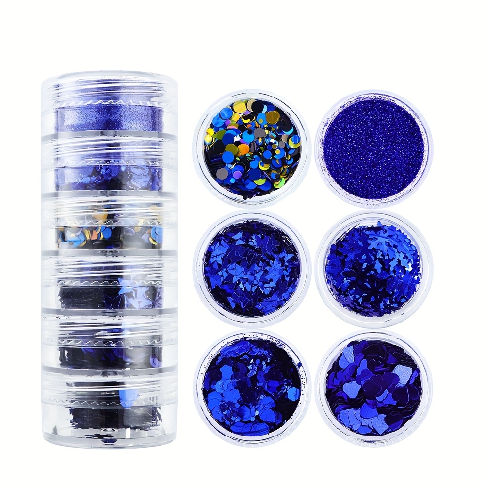 6pcs Christmas Nail Glitter Powder Holographic Snowflake Nail