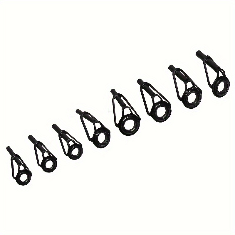8pcs Fishing Rod Tip Top Guides, Fishing Tackle For Anglers, 8 Sizes, Black