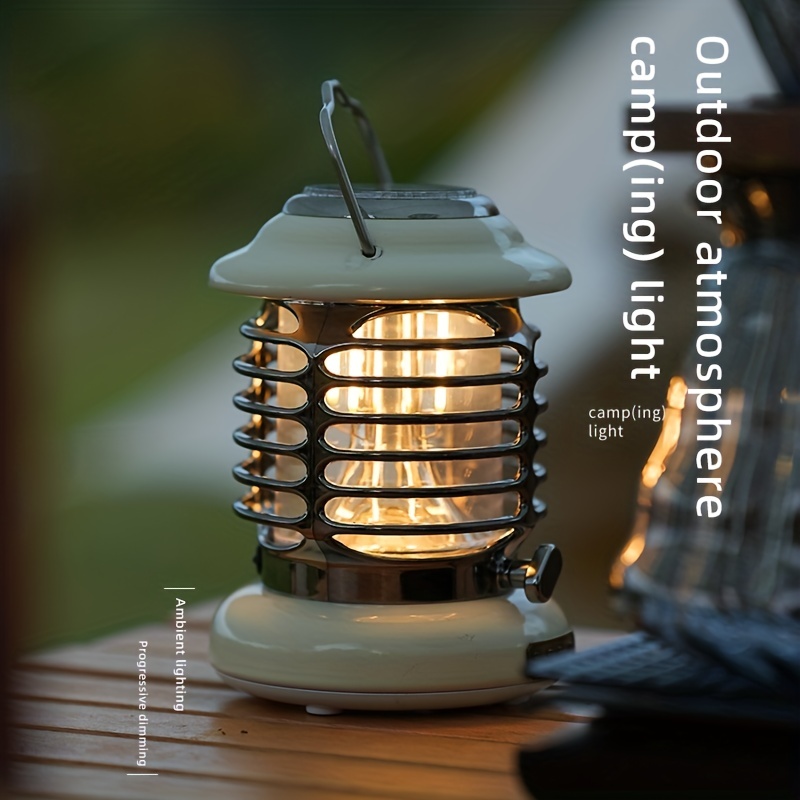 Vintage Rechargeable Camping Lantern, Dimmable Led, Battery