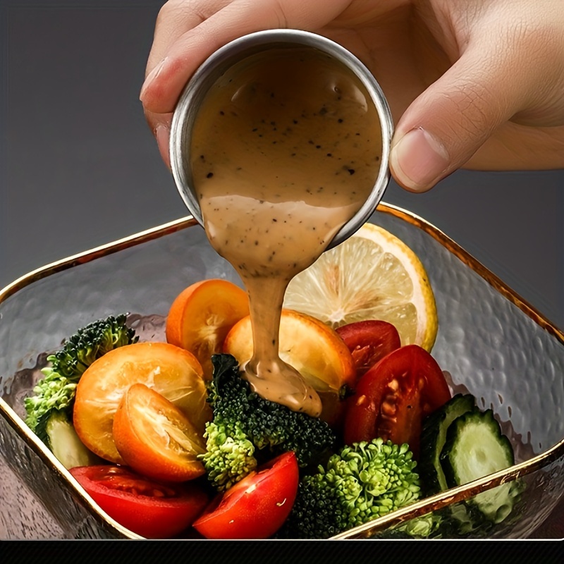 Stainless Steel Saucer Condiment Cup Salad Dressing - Temu