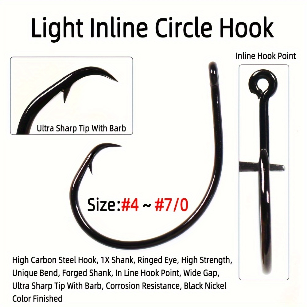 Circle Hooks High Carbon Steel Closed Eye in-Line Fishing Hooks